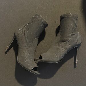 Steve Madden Black Glitter Heeled Boots